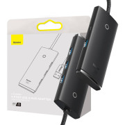 Concentrador 4 em 1 Baseus Lite Series USB para 4x USB 3.0 WKQX030201 - 2m - preto