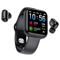 Smartwatch 2 em 1 Impermeável e Auriculares TWS X5 - Preto
