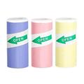 3 rolos de papel de impressão térmica autoadesivo para impressoras - 57x25mm - Azul / Rosa / Amarelo