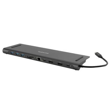 4smarts MultiScreen 11 em 1 USB-C Hub / Suporte para computador portátil - Preto / Cinzento