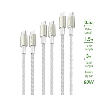 4smarts Conjunto de cabos PremiumCord USB-C/USB-C 60W - 0.5m, 1.5m, 3m - 3 peças.