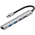 Concentrador USB-C multifuncional em liga de alumínio 5 em 1 - Prata