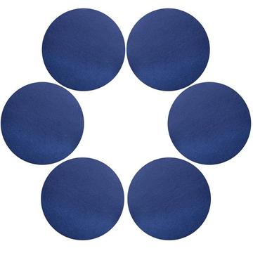 6 peças. Bases para copos em pele PU Ø 10 cm - Azul escuro