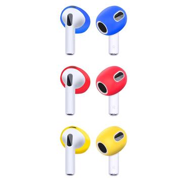 Protetores de Auriculares em Silicone para AirPods 3 - 3 Pares - Azul / Vermelho / Amarelo