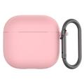 Capa em Silicone com Mosquetão para AirPods 4 - Cor-de-Rosa