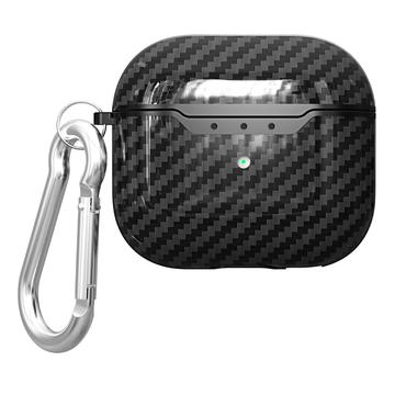 Capa de TPU com Mosquetão para AirPods 4 - Fibra de Carbono