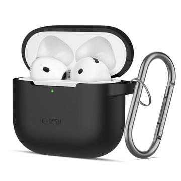 Capa de silicone com gancho para AirPods 4 Tech-Protect - Preto