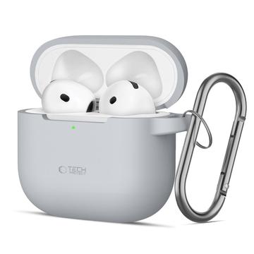 Capa de silicone com gancho para AirPods 4 Tech-Protect - Cinzento Crayon