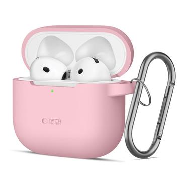 Capa de silicone com gancho para AirPods 4 Tech-Protect - Rosa empoeirado