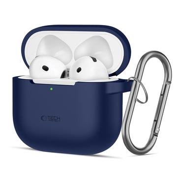 Capa de silicone com gancho para AirPods 4 Tech-Protect - Azul Marinho