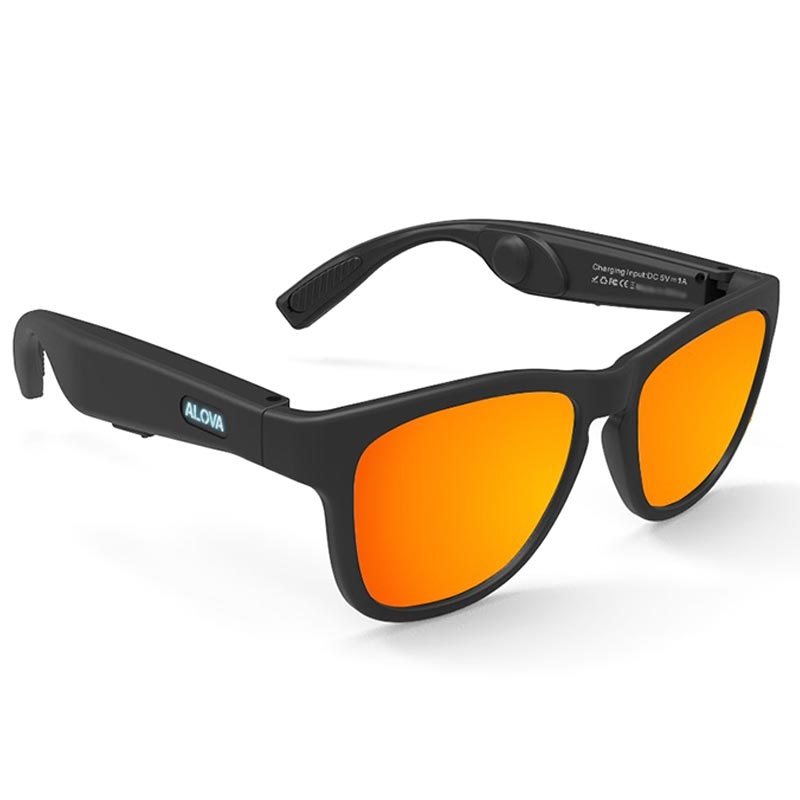 Alova Bone Conduction Smart Sunglasses with Wireless Headphones - Orange