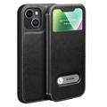 Bolsa tipo Flip de Couro Dual View para iPhone 14 Plus - Preto