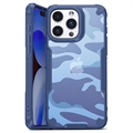 Capa Híbrida Antichoques para iPhone 15 Pro - Camuflagem - Azul