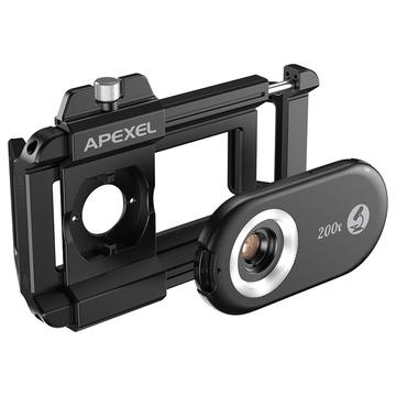 Lente de Microscópio Apexel APL-MS100 para Smartphone com Filtro CPL - Ampliação de 100x