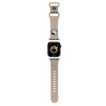 Apple Watch Series 10/9/8/SE (2022)/7/SE/6/5/4/3/2/1 Pulseira de silicone com cabeça de gatinho Hello Kitty - 42 mm/41 mm/40 mm/38 mm - Bege