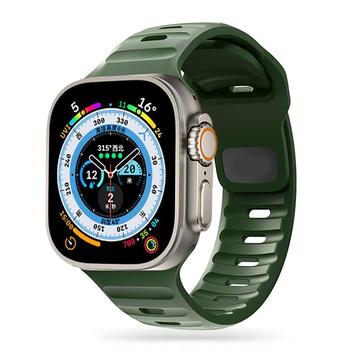 Apple Watch Series Ultra 2/Ultra/10/9/8/SE (2022)/7/SE/6/5/4/3/2/1 Bracelete de silicone Tech-Protect IconBand Line - 49 mm/45 mm/44 mm/42 mm - Verde Exército