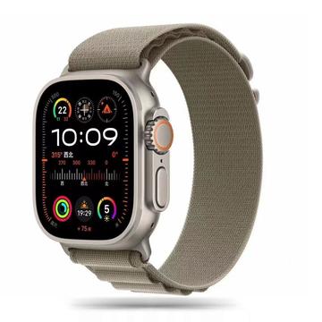 Apple Watch Series Ultra 2/Ultra/10/9/8/SE (2022)/7/SE/6/5/4/3/2/1 Bracelete Tech-Protect Nylon Pro - 49mm/46mm/45mm/44mm/42mm - Titânio / Azeitona