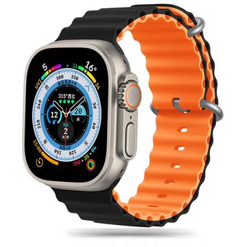 Correia de TPU Tech-Protect Iconband Pro para Apple Watch Ultra 2/Ultra/9/8/SE (2022)/7/SE/6/5/4 - 49mm/45mm/44mm/42mm - Preto / Cor-de-Laranja