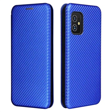 Bolsa Flip para Asus Zenfone 8 - Fibra de Carbono - Azul