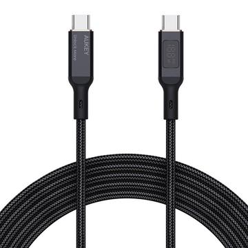 Cabo USB-C Aukey CB-MCC101 com ecrã LCD - 100W, 1m - Preto