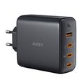 Carregador de parede 100W Aukey PA-B7S Omnia II Mix S - Carregador GaN com 1 porta USB-A e 3 portas USB-C - Preto