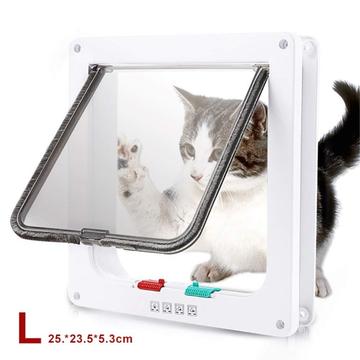 Porta de ecrã para animais de estimação com bloqueio automático e sistema de bloqueio de 4 vias para gatos e cães pequenos - L