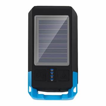 BG-1706 Luzes de bicicleta recarregáveis USB+Solar à prova de água 6 modos de luz Farol duplo de bicicleta com alarme de buzina - Azul