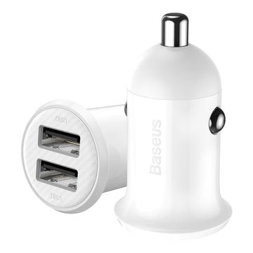 Baseus Grain Pro Carregador duplo USB para automóvel - 4.8A - Branco