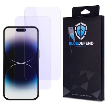 Protetor de ecrã de vidro temperado BlueDefend Anti-Blue Light para iPhone 14 Pro Max - 2 peças.