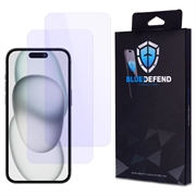 Protetor de ecrã de vidro temperado BlueDefend Anti-Blue Light para iPhone 15 Plus - 2 peças.