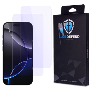 Protetor de ecrã de vidro temperado BlueDefend Anti-Blue Light para iPhone 16 Pro - 2 peças.