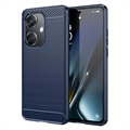 Capa de TPU Escovado para OnePlus Nord CE3 - Fibra de Carbono - Azul