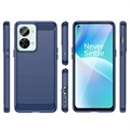 Capa de TPU Escovado para OnePlus Nord 2T - Fibra de Carbono - Azul