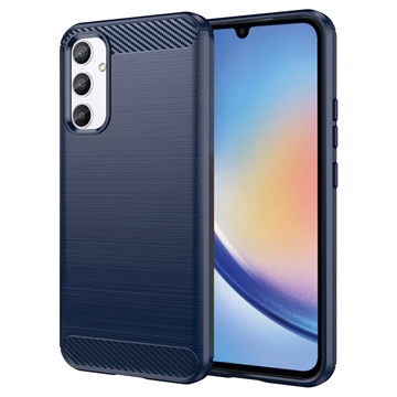 Capa de TPU Escovado para Samsung Galaxy A34 5G - Fibra de Carbono - Azul