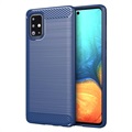 Capa de TPU Brushed para Samsung Galaxy A71 - Fibra de Carbono - Azul