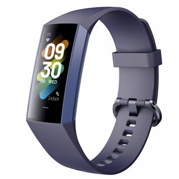 Pulseira inteligente de temperatura corporal C80 com ecrã AMOLED de 1.1" e monitorização do ritmo cardíaco, da pressão arterial e do oxigénio no sangue - Azul