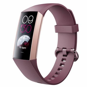 Pulseira inteligente de temperatura corporal C80 com ecrã AMOLED de 1.1" e monitorização do ritmo cardíaco, da pressão arterial e do oxigénio no sangue - Vermelho vinho