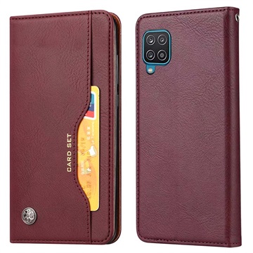 Bolsa Tipo Carteira da Série Card Set para Samsung Galaxy A22 4G - Cor-de-Vinho