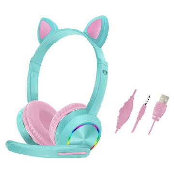 Cat Ears AKZ-020 Auscultadores com fios para crianças / Auscultadores para jogos com microfone