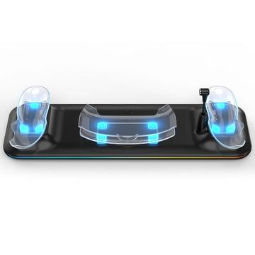 Estação de carregamento para o auricular Meta Quest 3 VR e base de carregamento com controlador duplo - Carregamento rápido, colocação segura