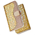 Bolsa Tipo Carteira Croco Bling para Samsung Galaxy S21 FE 5G - Dourado