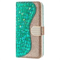 Bolsa Tipo Carteira Croco Bling para Samsung Galaxy S21 FE 5G - Verde