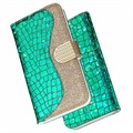 Bolsa Tipo Carteira Croco Bling para Samsung Galaxy S21 FE 5G - Verde