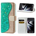 Capa Croco Bling Tipo Carteira para Samsung Galaxy S21 Ultra 5G - Verde