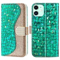 Capa Croco Bling Tipo Carteira para iPhone 13 Mini - Verde