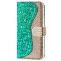 Capa Croco Bling Tipo Carteira para iPhone 13 Mini - Verde