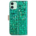 Capa Croco Bling Tipo Carteira para iPhone 13 Mini - Verde