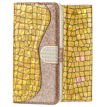 Capa Croco Bling Tipo Carteira para iPhone XS Max - Dourado