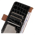 Bolsa de Pele Tipo Carteira Crocodile com RFID para Samsung Galaxy S21 FE 5G - Preto