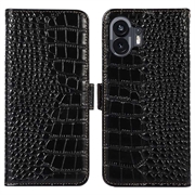 Bolsa de Pele Tipo Carteira Crocodile com RFID para Nothing Phone (2)